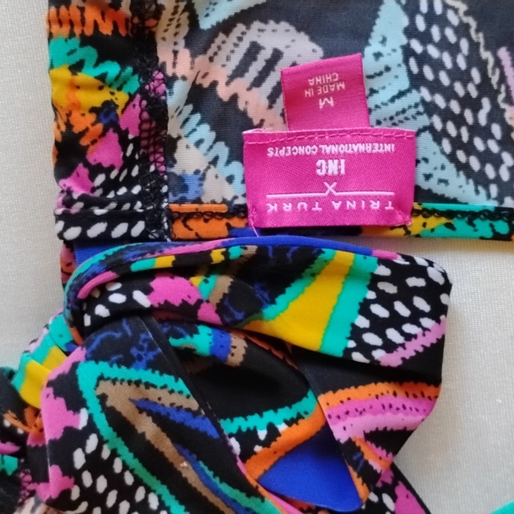 NWOT Trina Turk X Inc Halter Tassel Mini Dress M Tribal Print Tropical Geo - Picture 8 of 13
